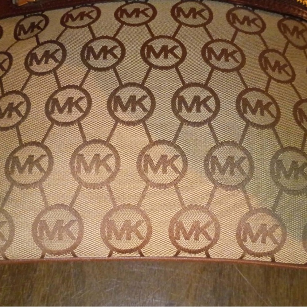 Michael Kors Tan and Brown MK Monogram Crossbody - Picture 8 of 8